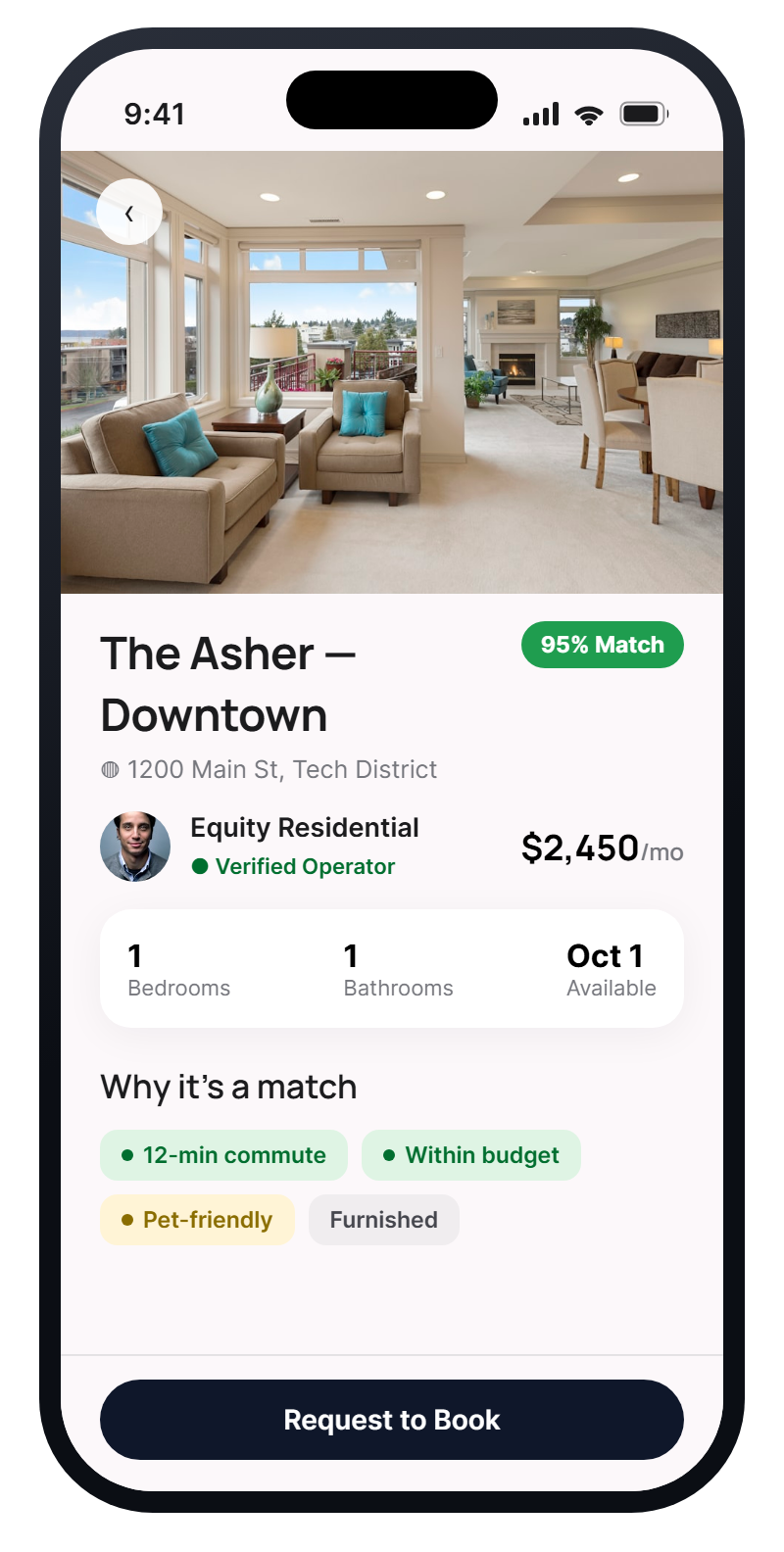 A Gida listing with match reasons